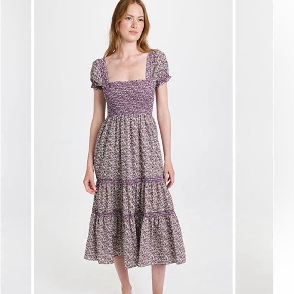 o.p.t Dresses & Skirts - OPT Floral Purple Smock Midi Dress Size M